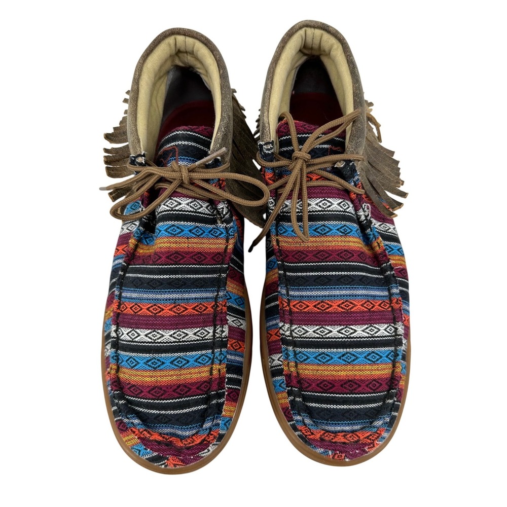 Twisted X Women's Serape Fringe Chukka Driving Moc Multi Color WCA0021 Size 10M - Picture 3 of 8